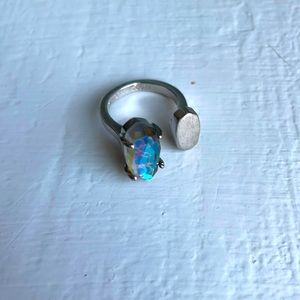 Kendra Scott adjustable silver ring with iridescent stone